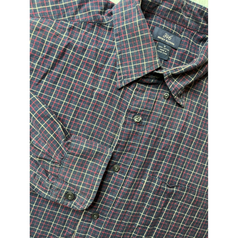 346 Brooks Brothers Mens Plaid Button Down Shirt Long Sleeve Cotton Size M